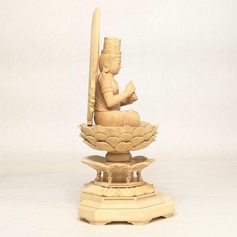 【フォロー割・新品】 大日如来　柘植　八角台座 高さ約23.5㎝　上彫　真言宗