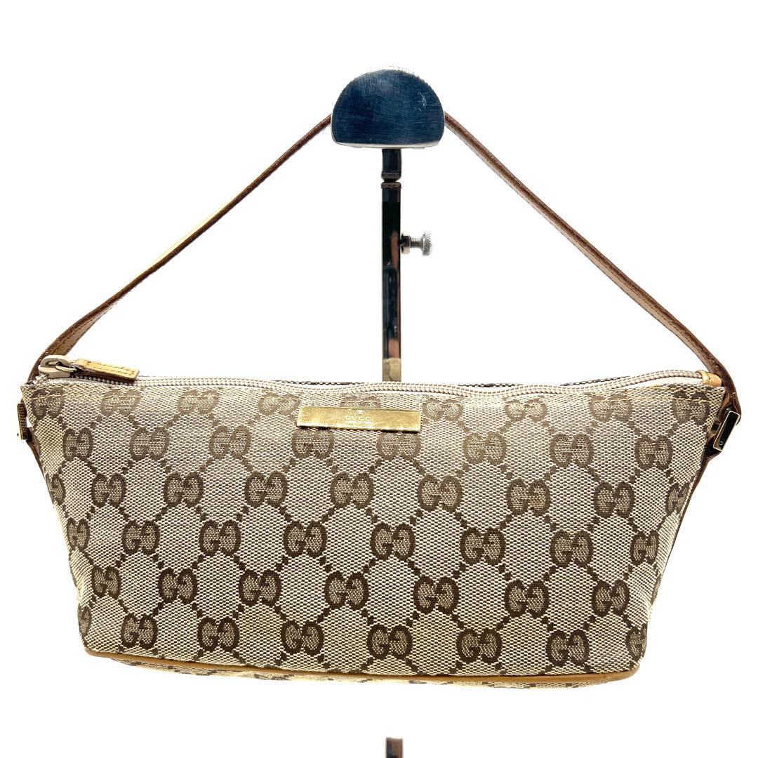 【極美品】グッチ GG ハンドバッグ アクセサリーポーチ キャンバス レザー