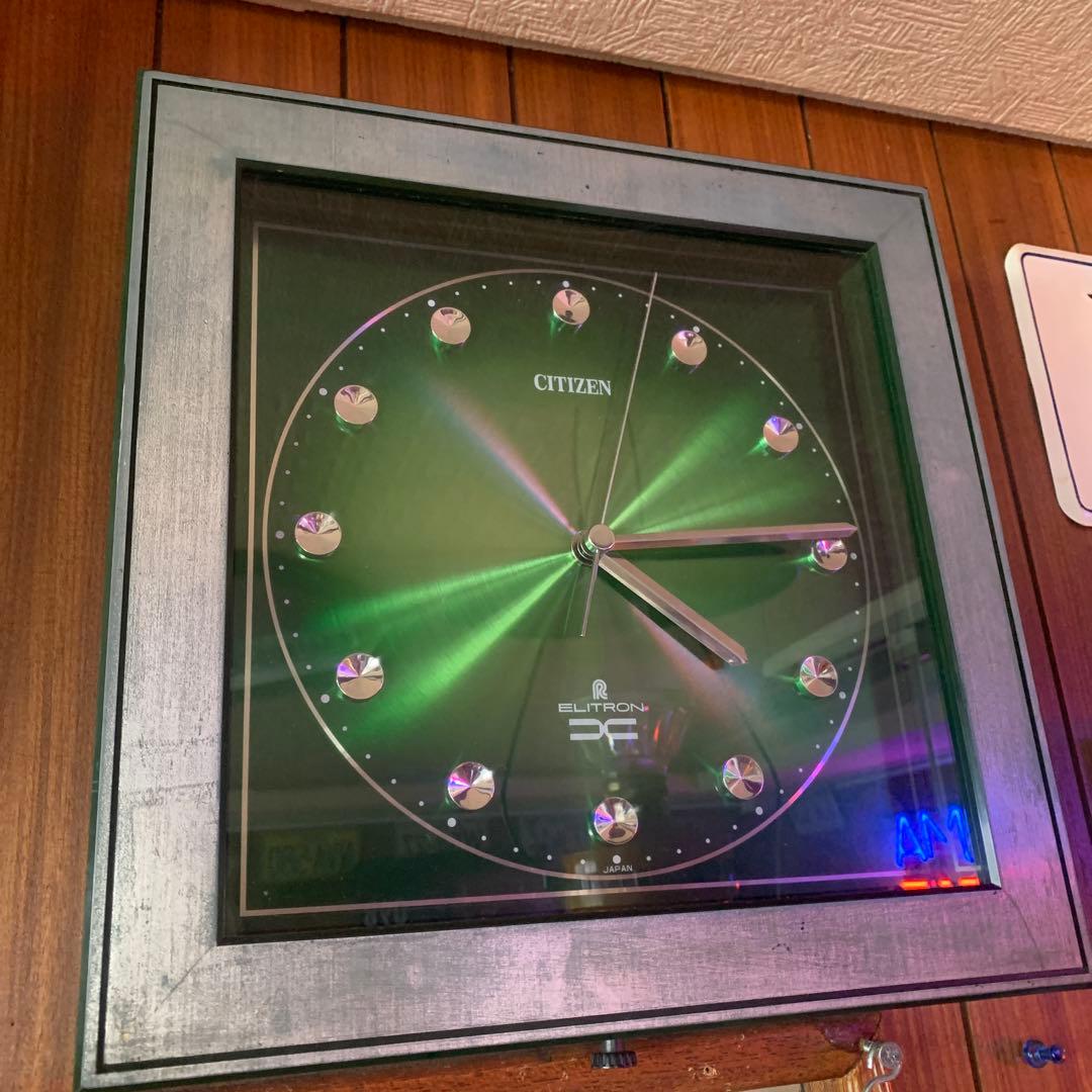 CITIZEN エリトロン　スペースエイジ　メタルグリーン　稼働品　掛時計