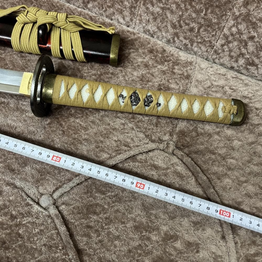 模造刀剣 逆刃刀 大刀 茶糸仕様 雲龍鞘 黒朱乱れ塗り鞘 木製鞘 るろうに剣心