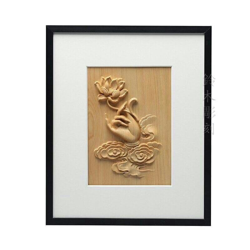 新作  蓮華の手 装飾壁画  彫刻  精密細工   彫刻工芸品