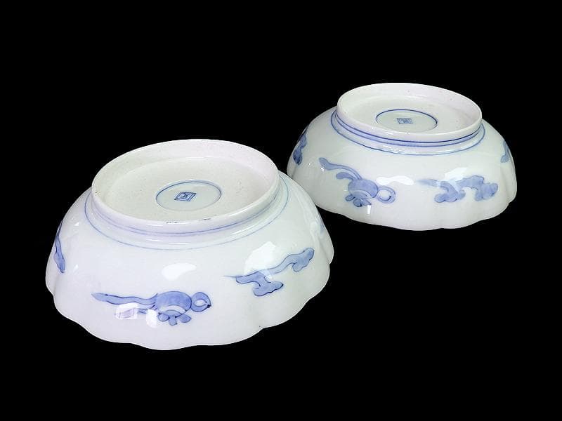 古伊万里　金襴手　松竹に牡丹の図　膾皿 ２客　E939AS-CQr