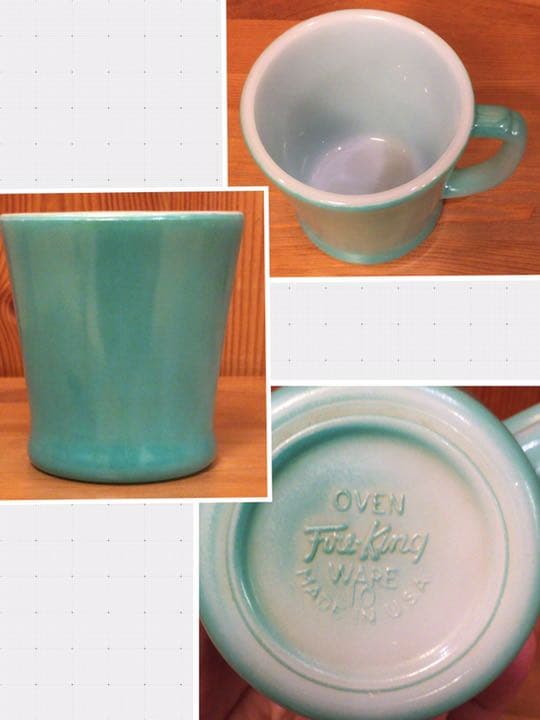 【コンディション良好】【2個セット】ファイヤーキングのマグカップ　茶色＆青緑色