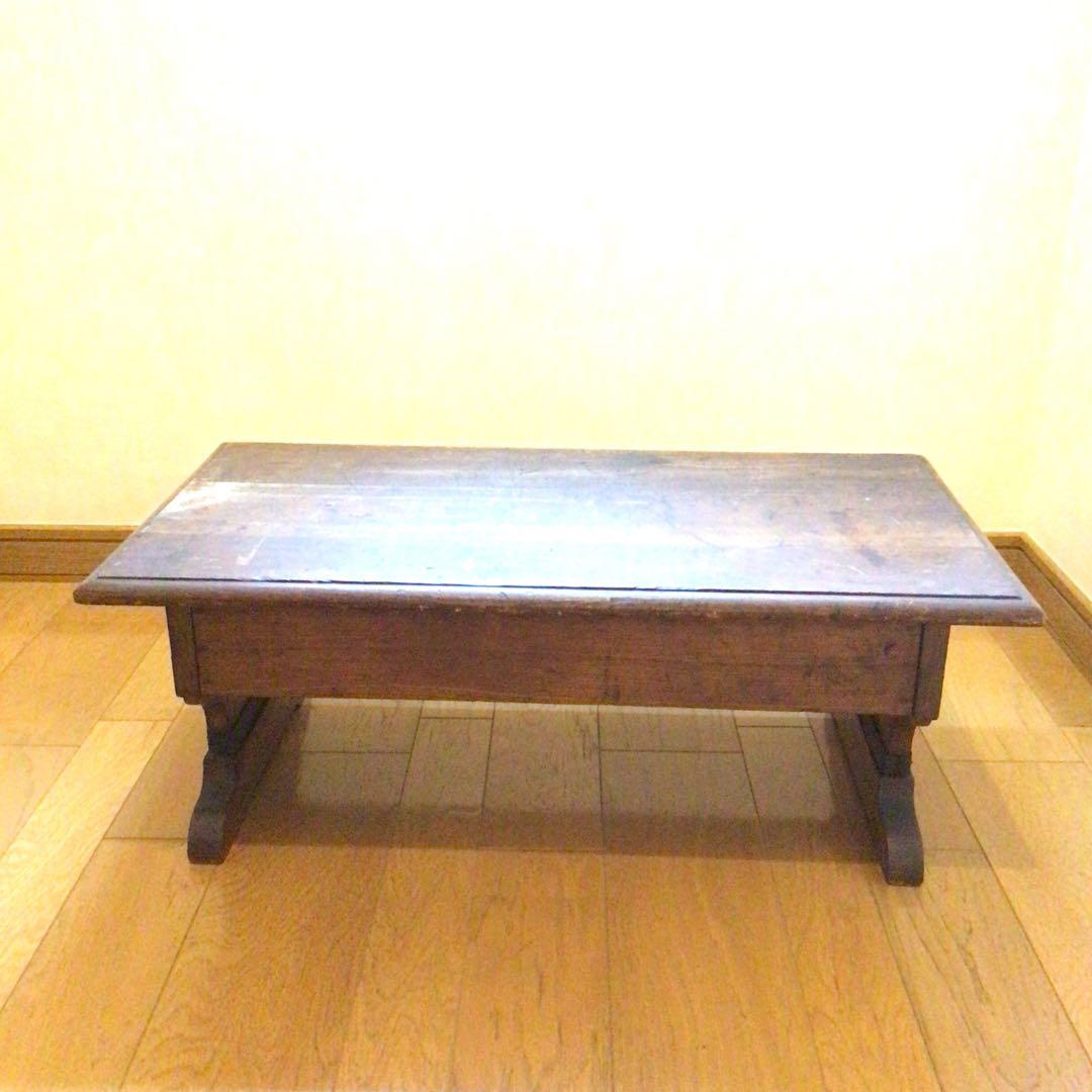骨董　文机 引出し付き　 木製　古家具　アンティーク　ローテーブル
