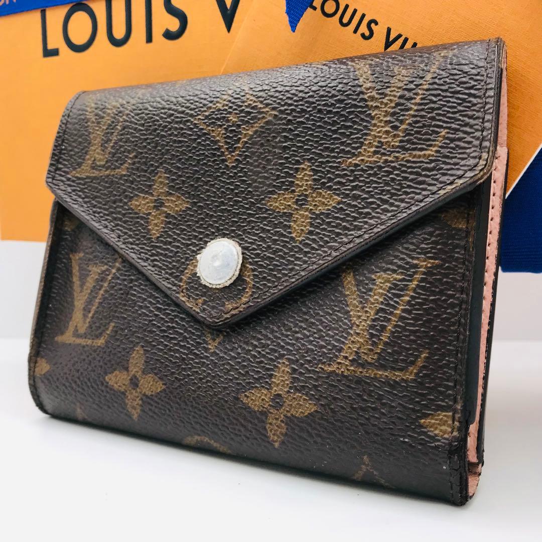 ルイヴィトン✨ポルトフォイユ ヴィクトリーヌ ローズバレリーヌ 三つ折り財布 茶