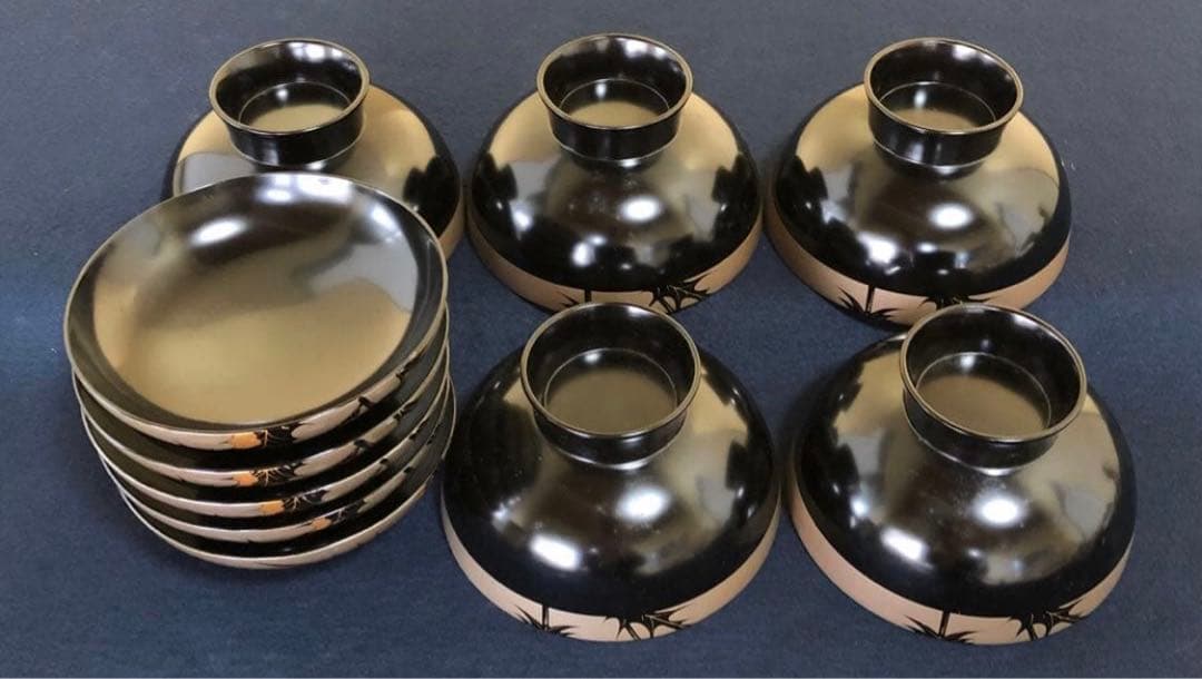 《R》輪島塗 吸物椀5客 木製漆器 木箱 上代4万　 260107か5