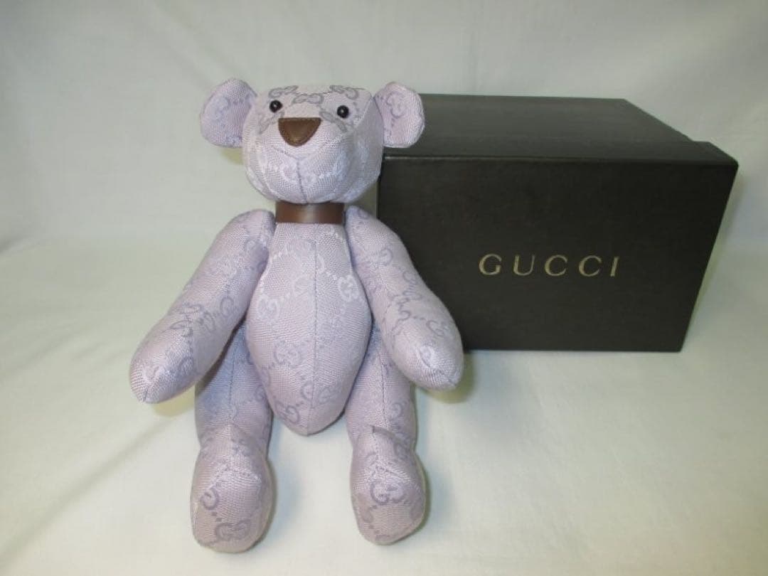 未使用品 グッチ テディベア くま ぬいぐるみ GG パープル 本物 箱付き