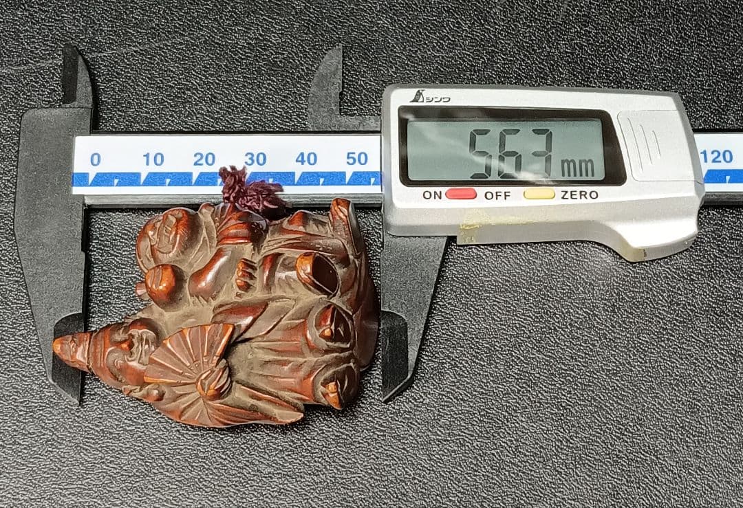 柘植彫 江戸時代 根付 「恵比寿大黒の図」 縁起物