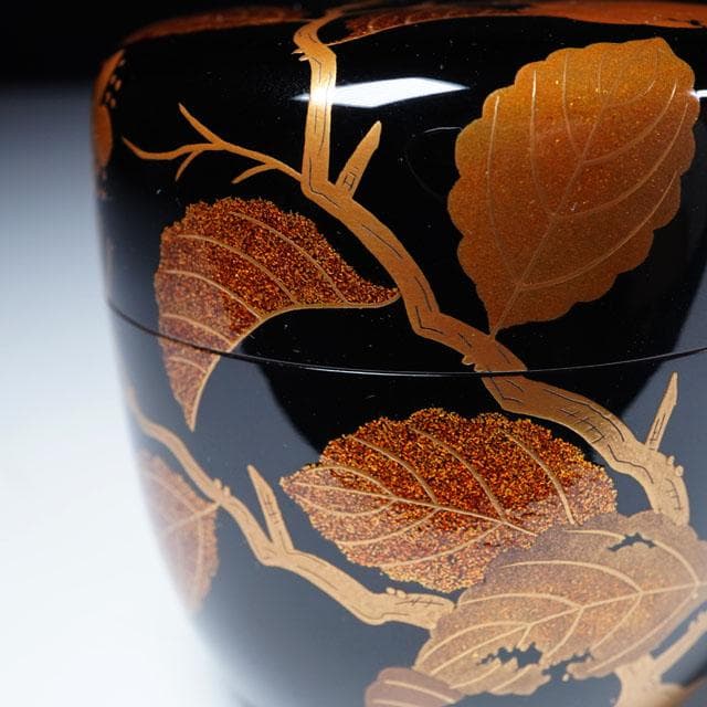 前端春斎　紫陽花蒔絵黒 棗　内銀溜　共箱　茶道具　薄茶器