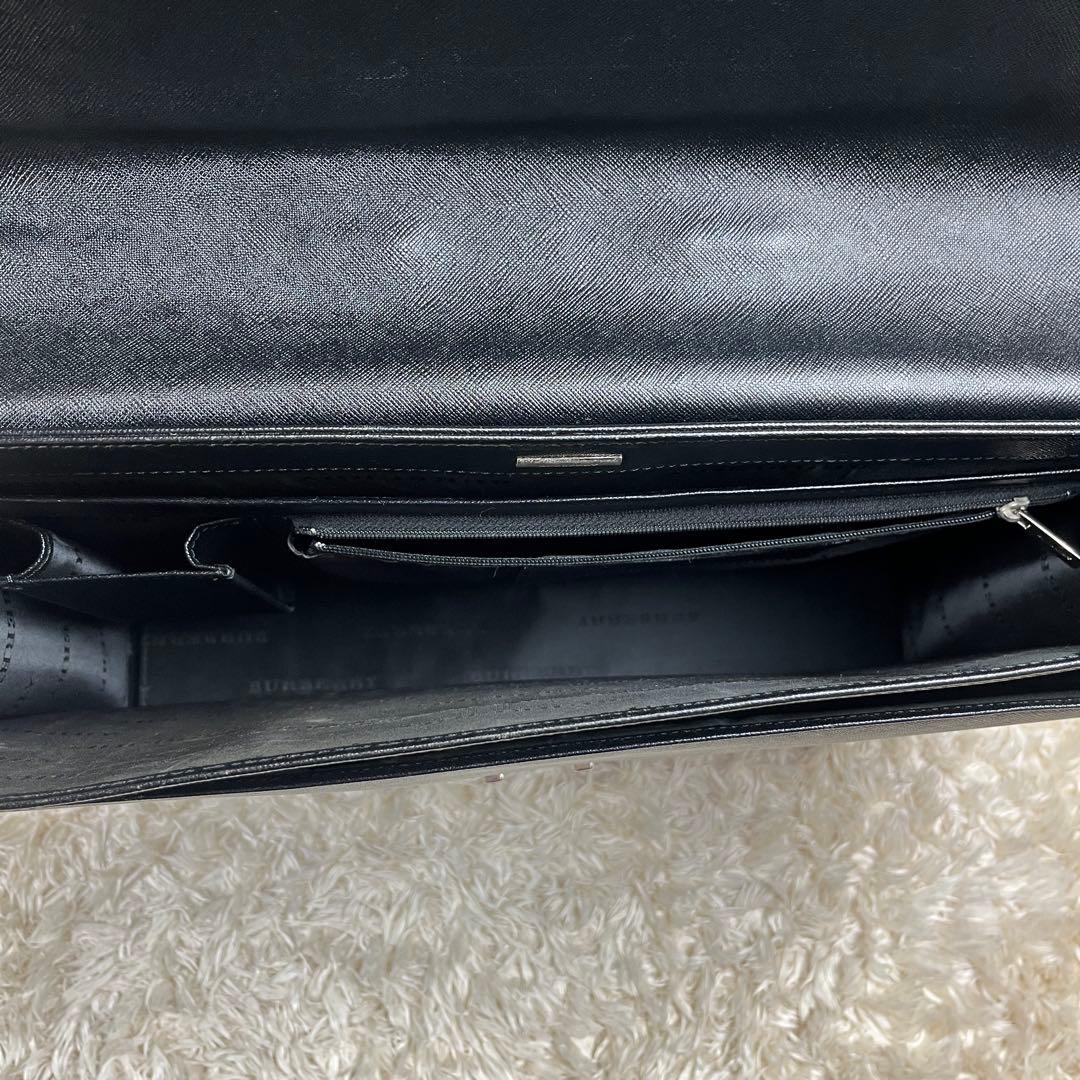 バーバリー ビジネスバッグ ブリーフケース サフィアーノ レザー A4 ブラック