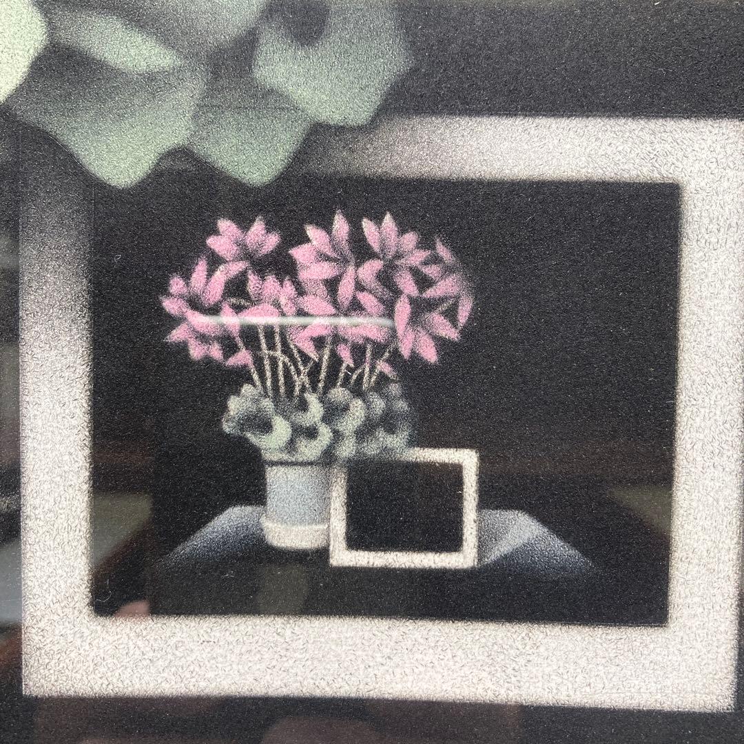 マリオアバチ「ボネッリのシクラメン」カラーメゾチント額49×57絵29×37cm