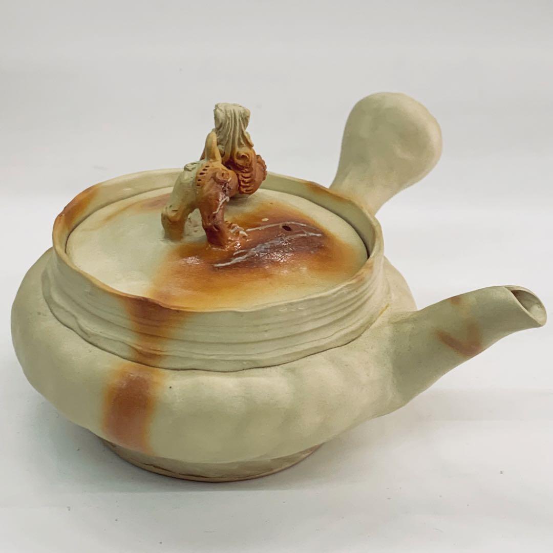 【茶注7   手捻　火襷　玉獅子】間野弥平　共箱