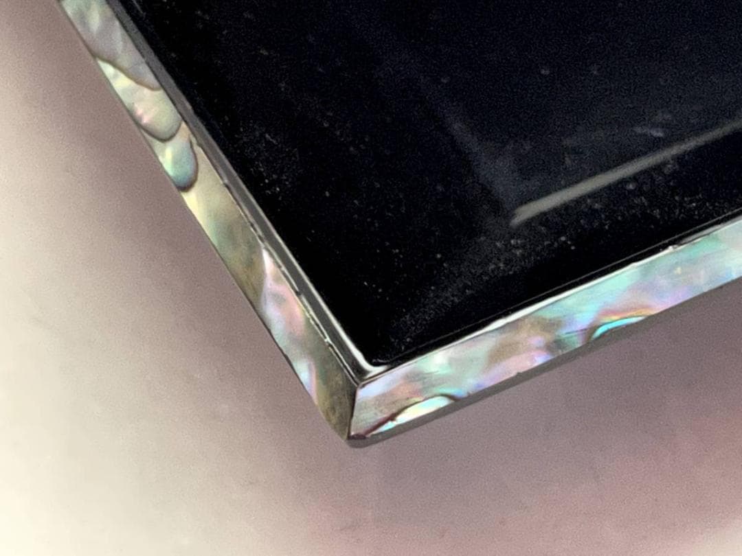 盆■黒塗螺鈿 青貝 四方盆 干菓子器 漆工芸 本漆 漆器 共箱 お茶道具 骨董品