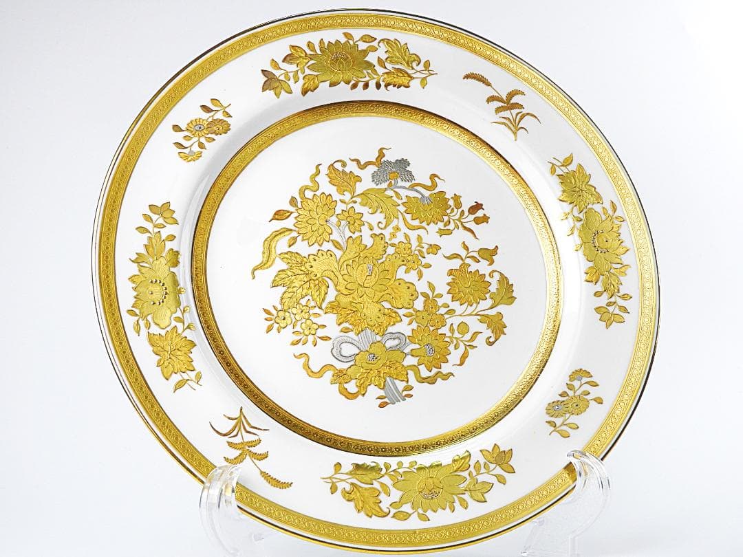 ミントン ティファニー特注 金彩プラチナ キャビネット プレート