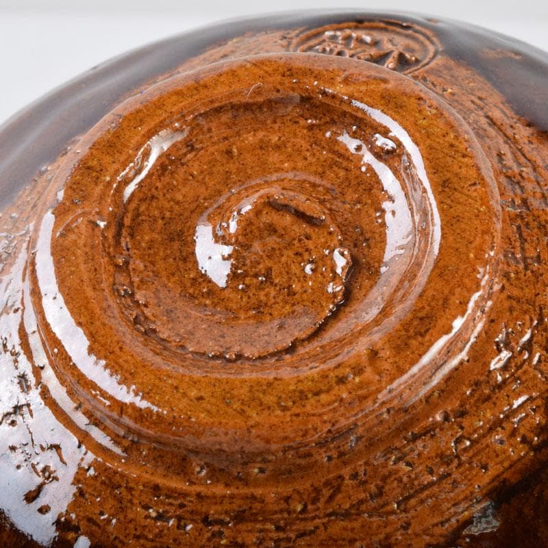 茶道具　大樋焼　中村長阿弥造　飴釉　大樋茶碗　共布共箱　V　8525