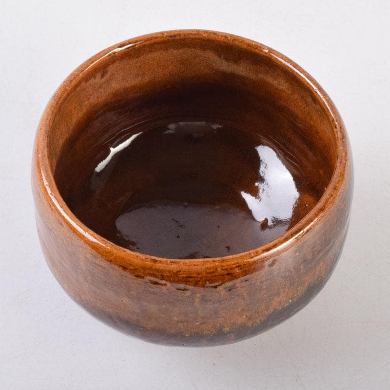 茶道具　大樋焼　中村長阿弥造　飴釉　大樋茶碗　共布共箱　V　8525