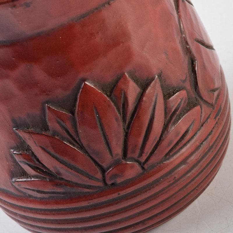 佐藤宗岳　鎌倉彫　花葉文　楊枝入　共箱　V　R9253