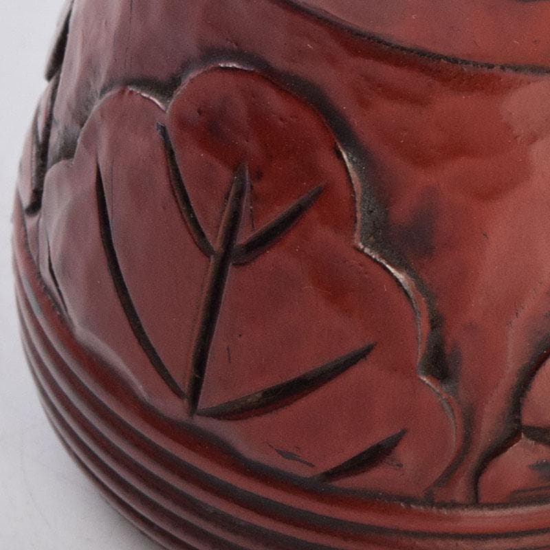 佐藤宗岳　鎌倉彫　花葉文　楊枝入　共箱　V　R9253