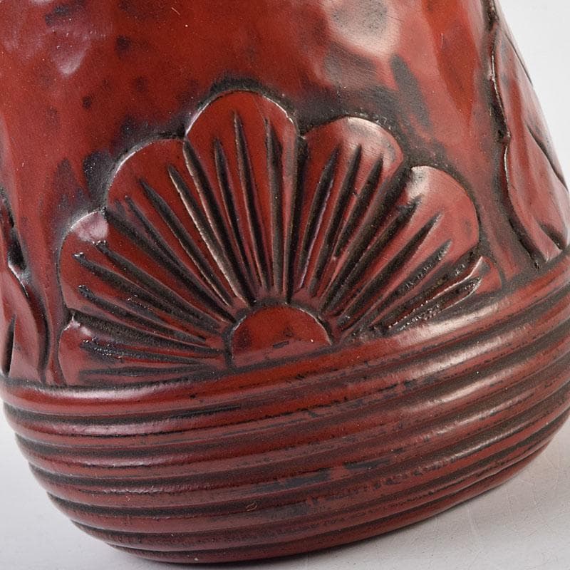 佐藤宗岳　鎌倉彫　花葉文　楊枝入　共箱　V　R9253