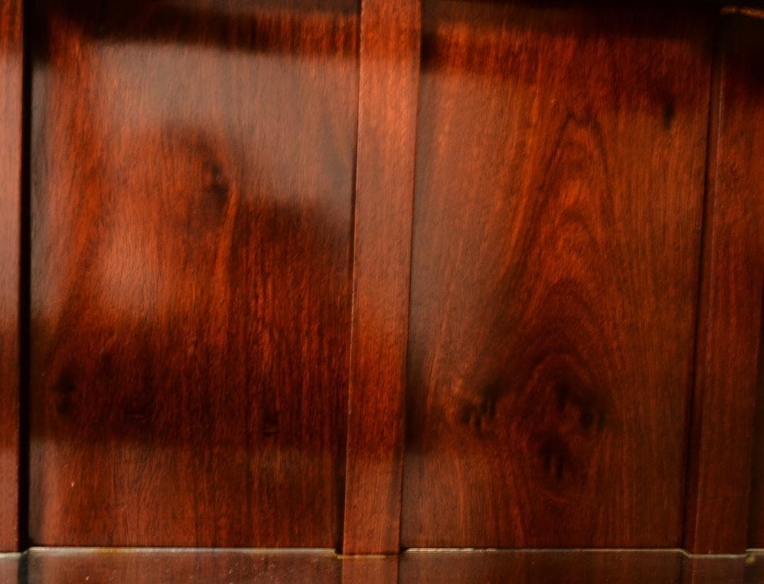 引き取り限定　花梨無垢 三面ガラス キャビネット　家具アンティーク