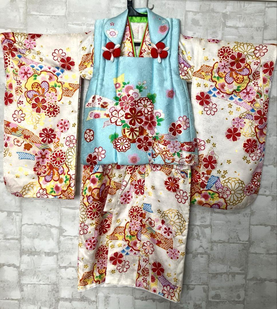 七五三 3歳 正絹 着物 セット　ひな祭り　お正月　お祝い着　被布　和装　結婚式