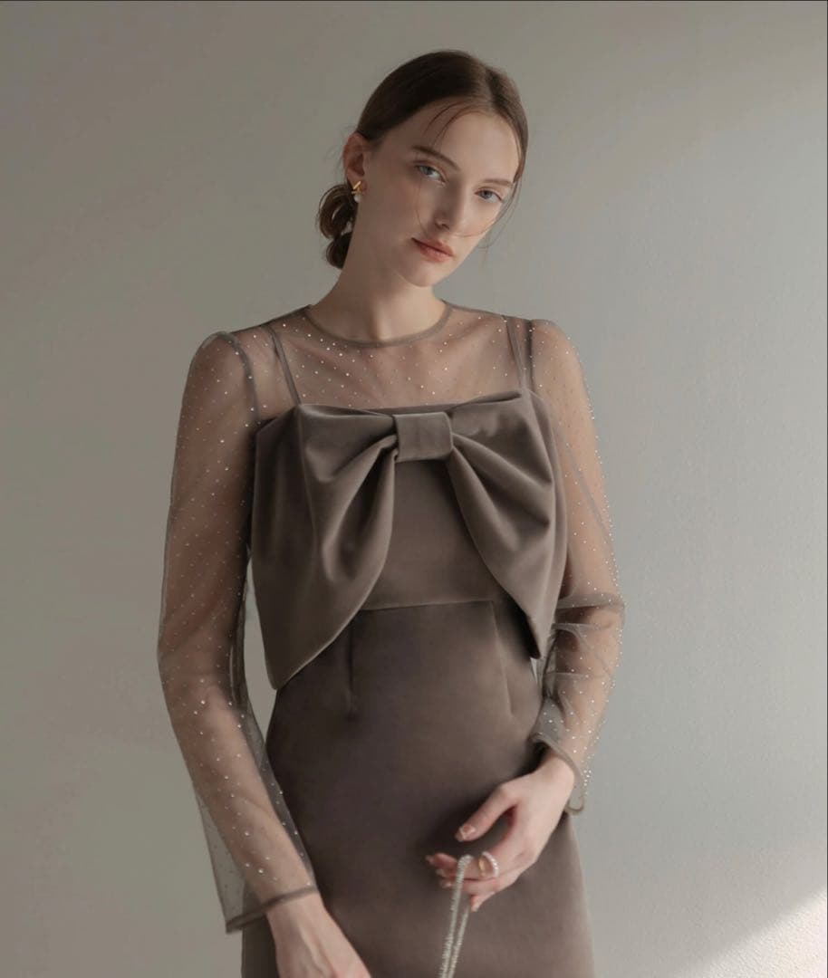 【LEJA】未使用タグ付き　2WAYリボンビスチェベロアIラインドレスワンピース