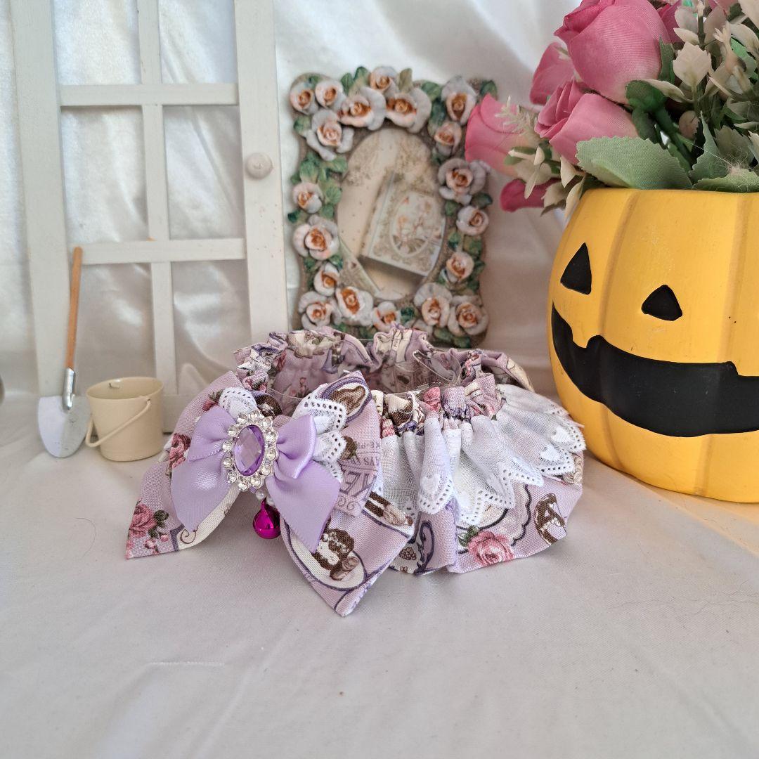 幅広シュシュ、ハロウィン限定、スイートロリータ(パープル)わんちゃん猫ちゃん用