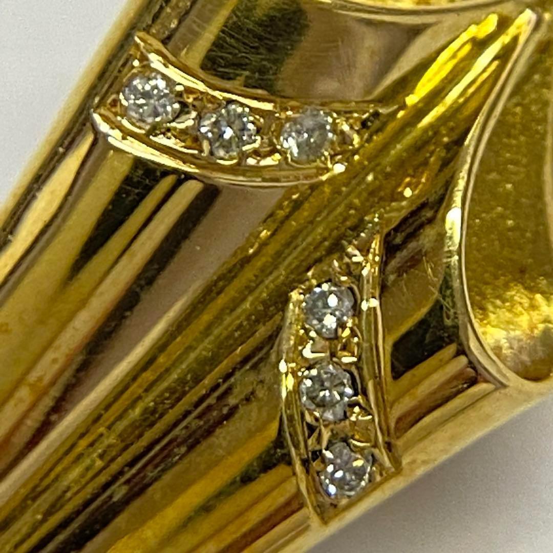 K18 ダイヤモンドブローチ　D0.08ct　6.7ｇ　傘モチーフ　アンブレラ