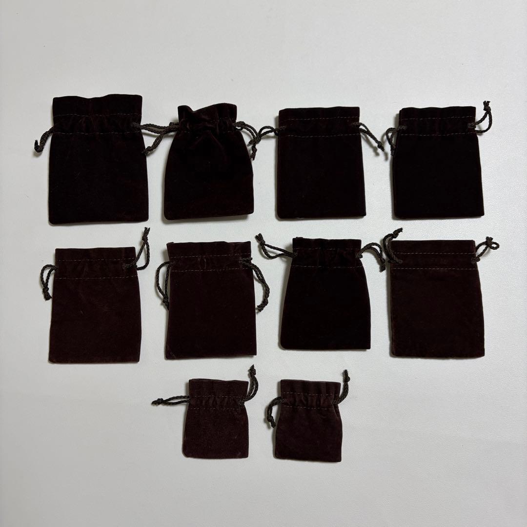 美品　ルイヴィトン　アクセサリー用保存袋　巾着袋　10枚セット　ベロア　茶色
