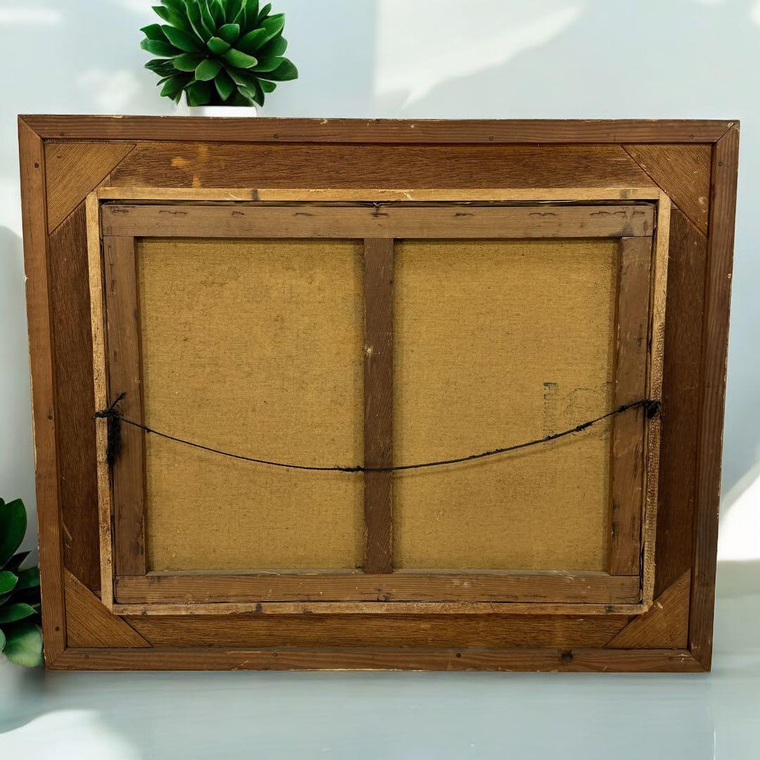 海と街と山の風景画 油絵 肉質画 サインあり Michio