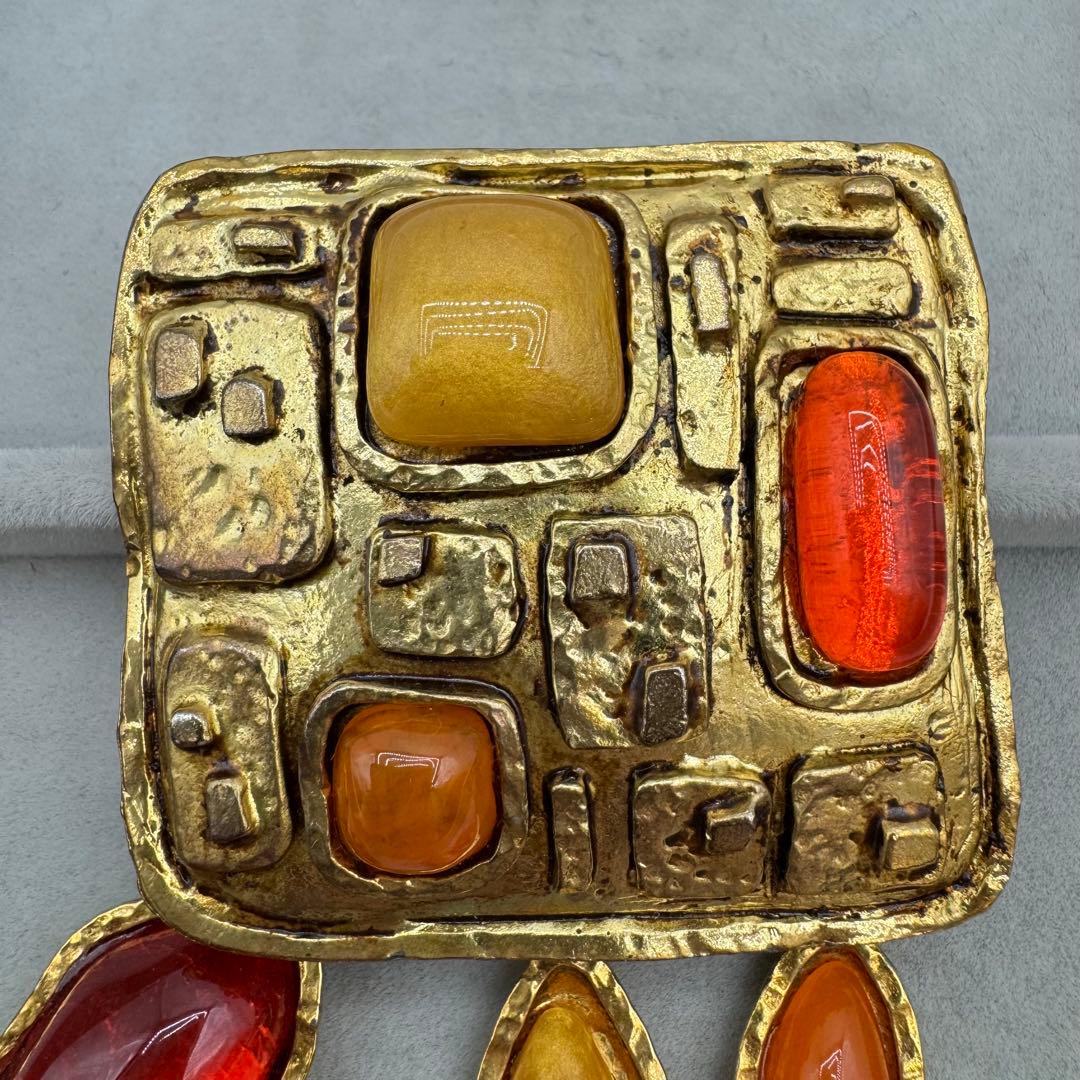 【ヴィンテージ】christian lacroix ブローチ　ゴールド　ストーン