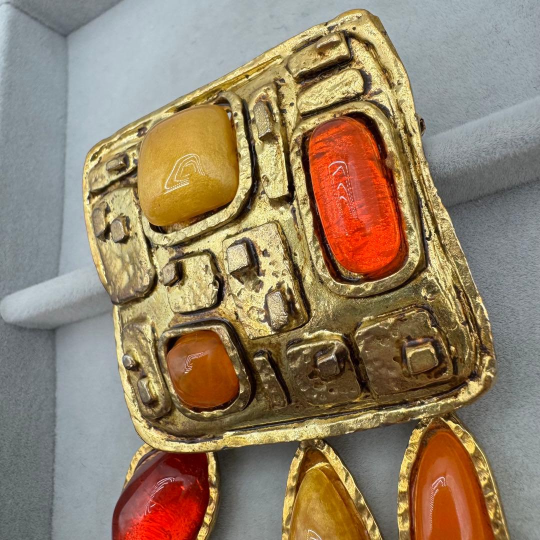 【ヴィンテージ】christian lacroix ブローチ　ゴールド　ストーン