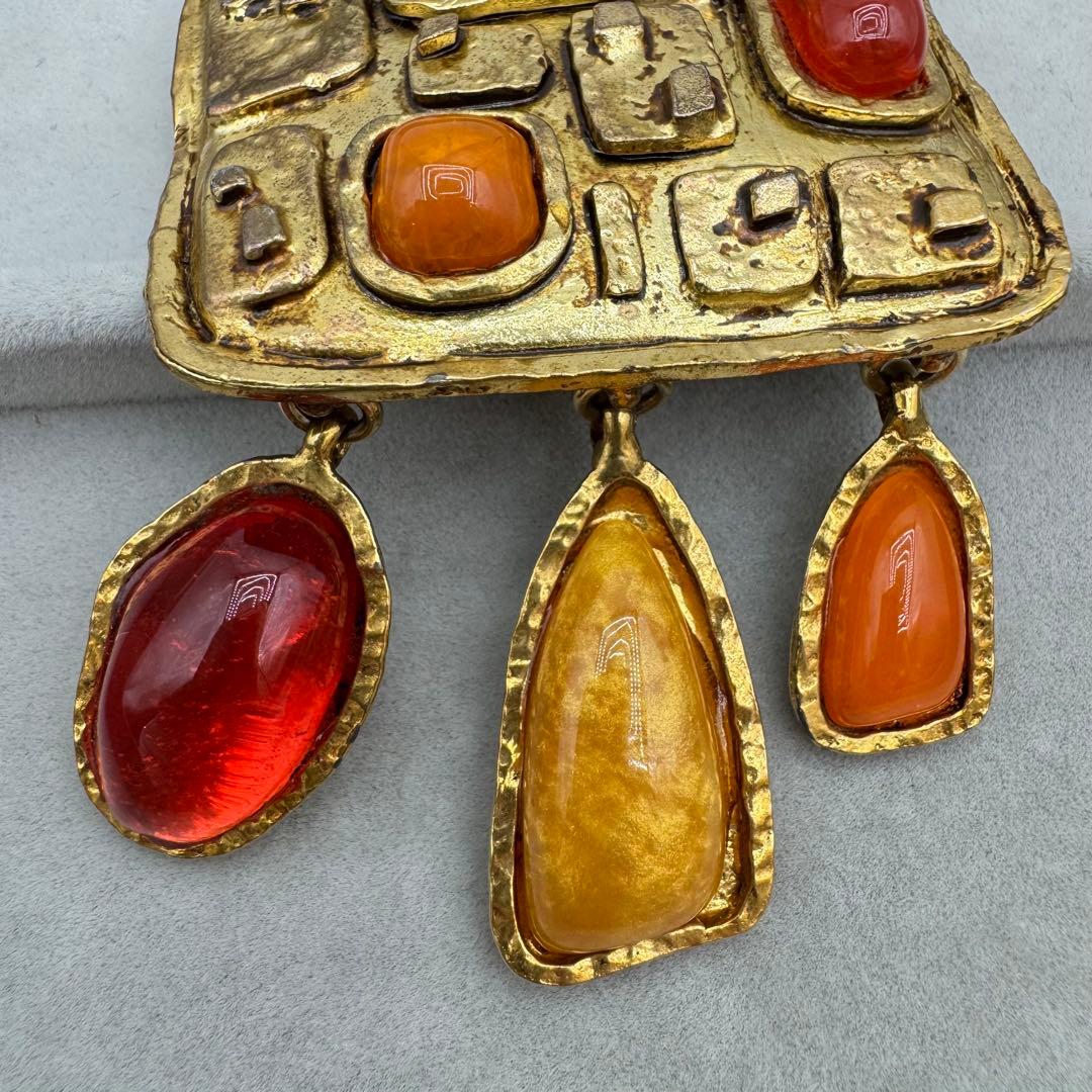 【ヴィンテージ】christian lacroix ブローチ　ゴールド　ストーン