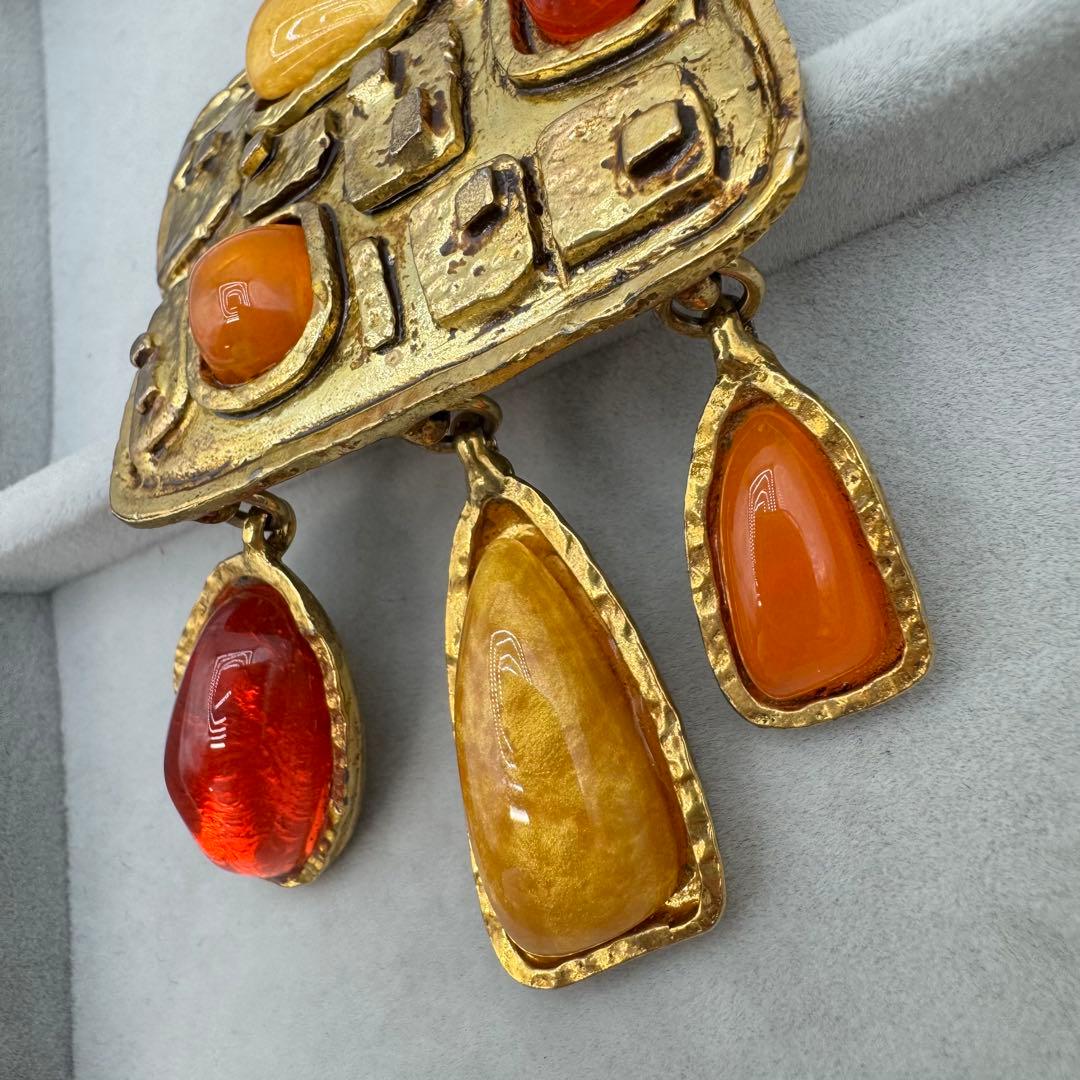 【ヴィンテージ】christian lacroix ブローチ　ゴールド　ストーン