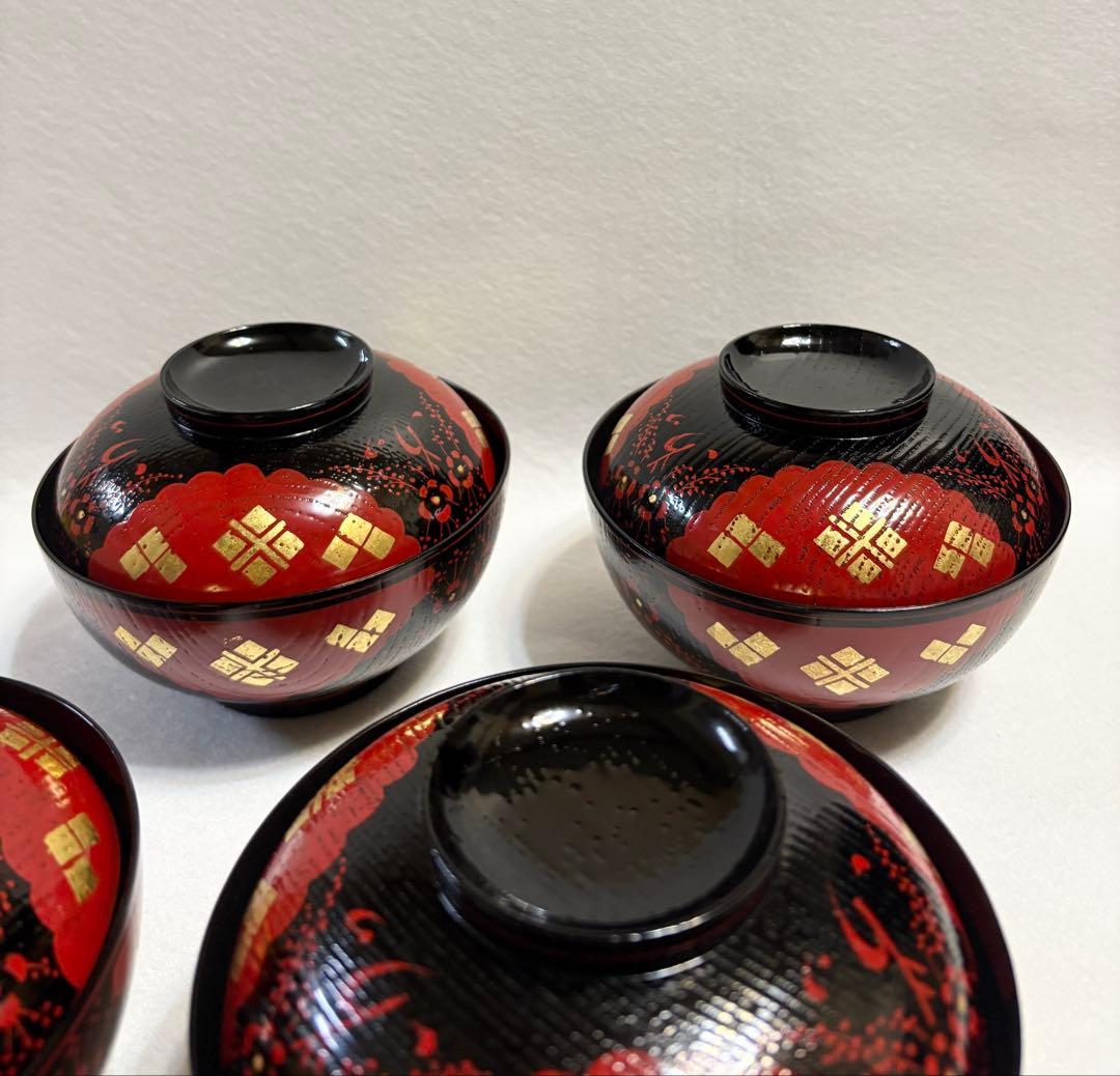 正法寺 煮物椀 4客 茶道具 懐石道具 漆塗り茶道具