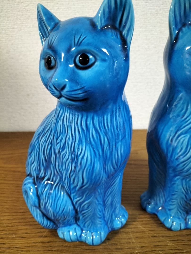 昭和レトロ　かわいいブルー 猫 ２体　最終値下げ