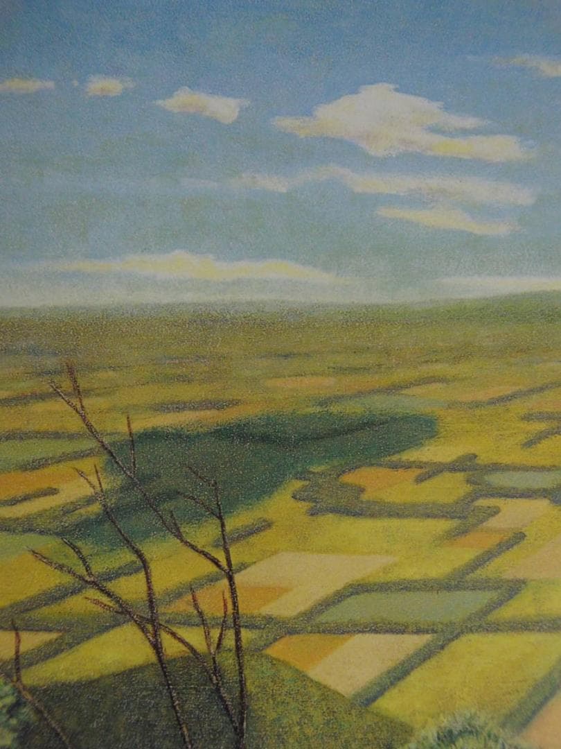 高橋新二、【十勝遠望】、希少な額装用画集より、新品額装付、状態良好