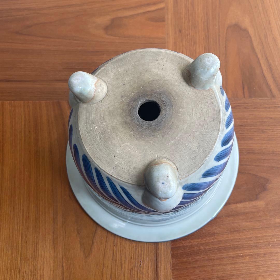 植木鉢　染付　骨董