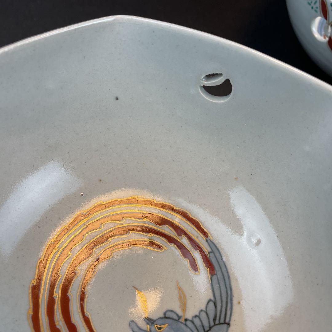 ★ 初代　中村梅山　亀甲紋向附　5客組み　★ 向付　茶道具　陶器