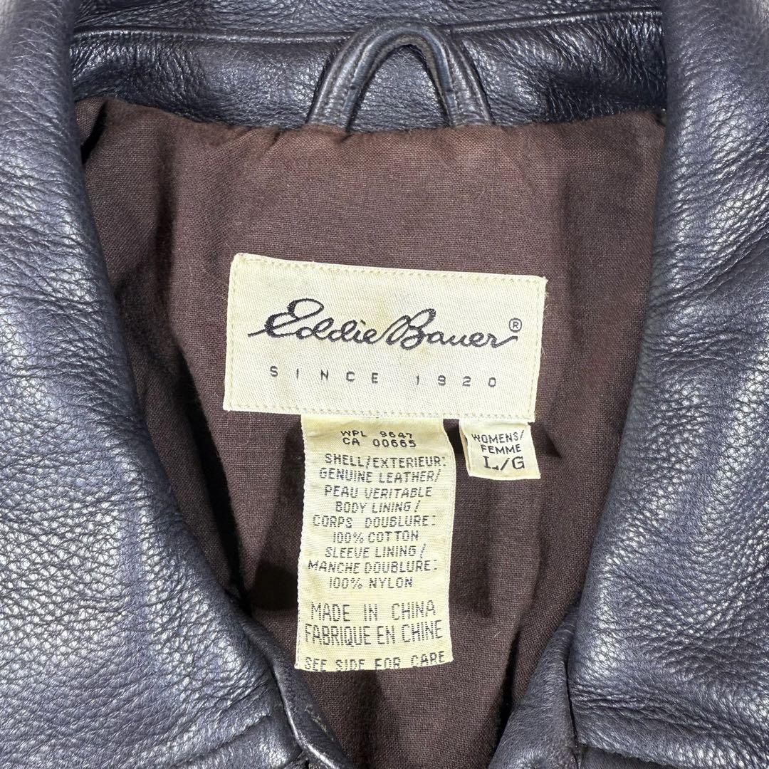 エディーバウアー 白タグ レザージャケット 本革 ダークブラウン 90s