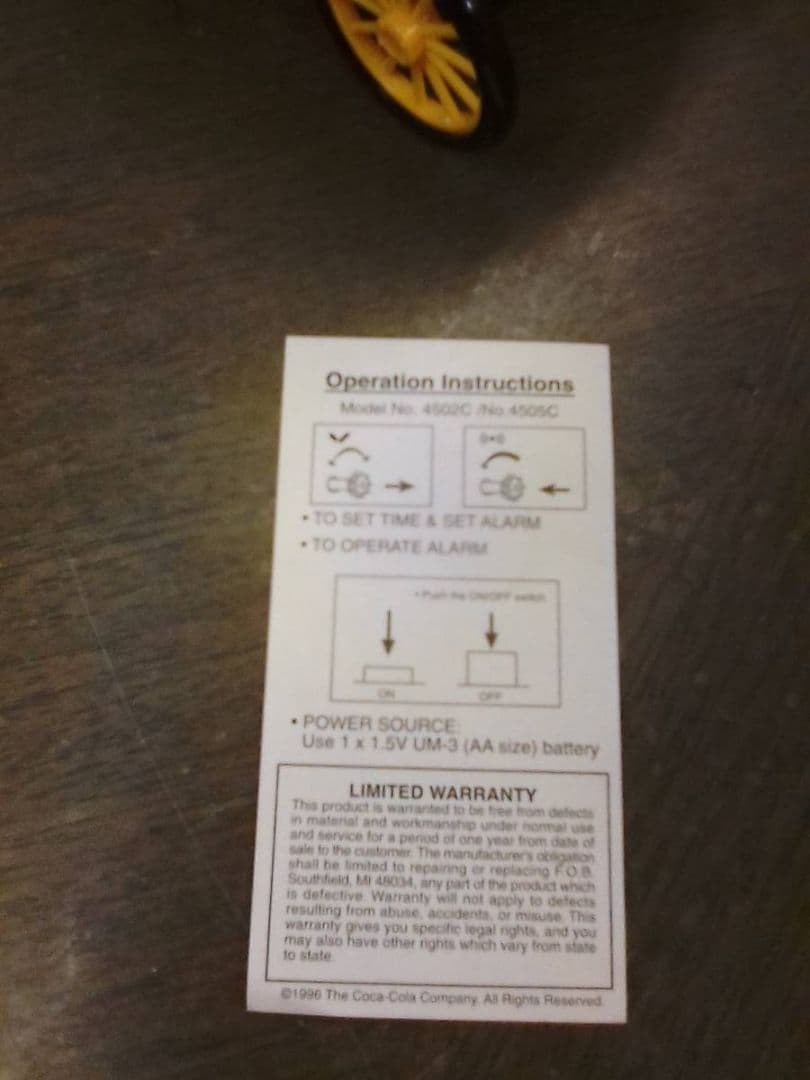 ビンテージコカ・コーラトラックアラ―ム時計