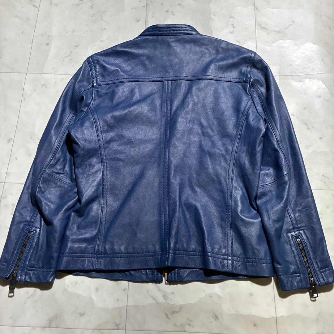 極美品　バーバリーブラックレーベル　ラムレザーレザー　ライダースジャケット　青