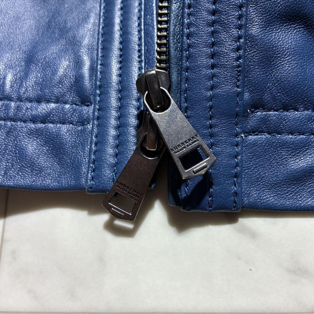 極美品　バーバリーブラックレーベル　ラムレザーレザー　ライダースジャケット　青