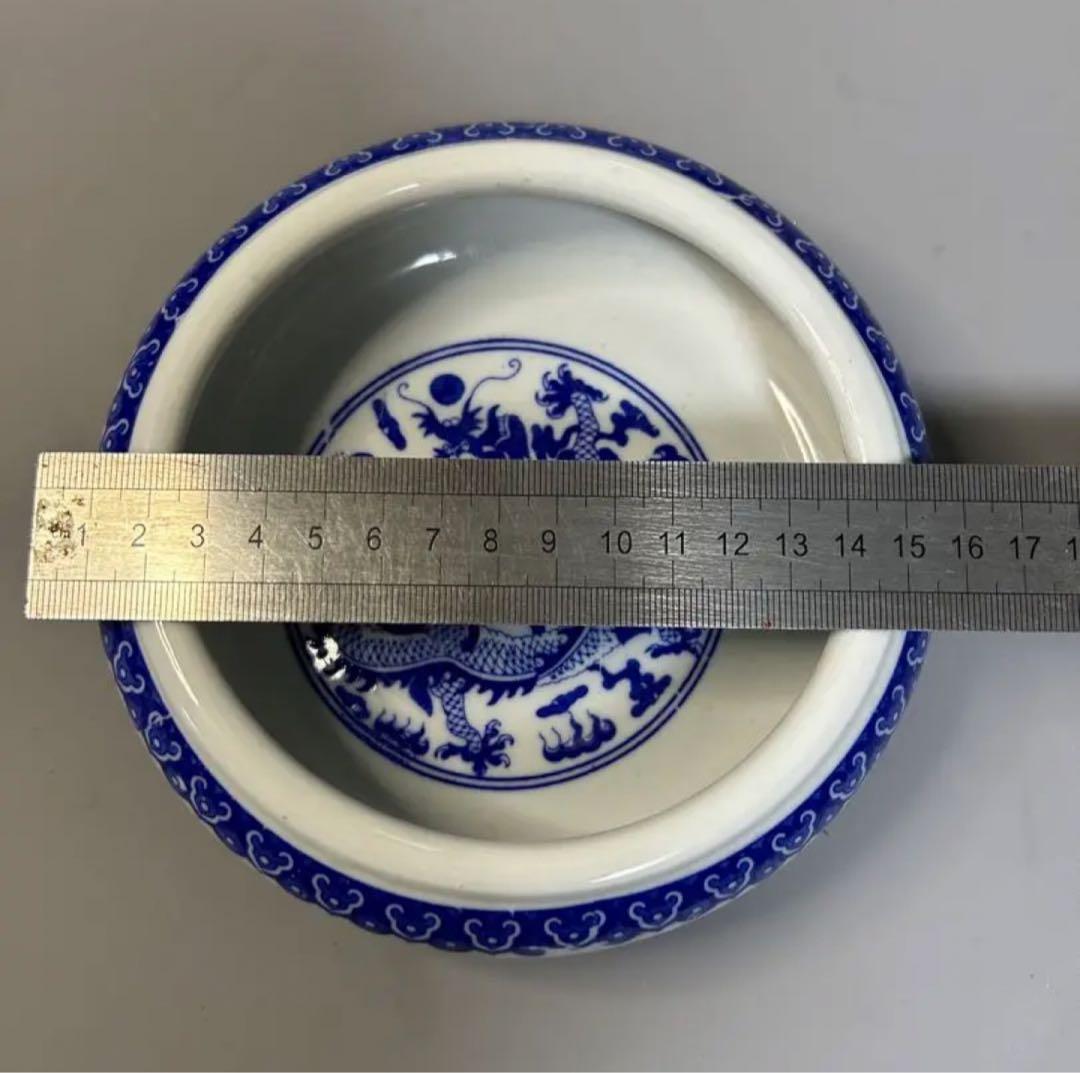 大清乾隆青花龍紋皿　筆洗書道旧家蔵出し、骨董品、縁起物、お守り、古美術