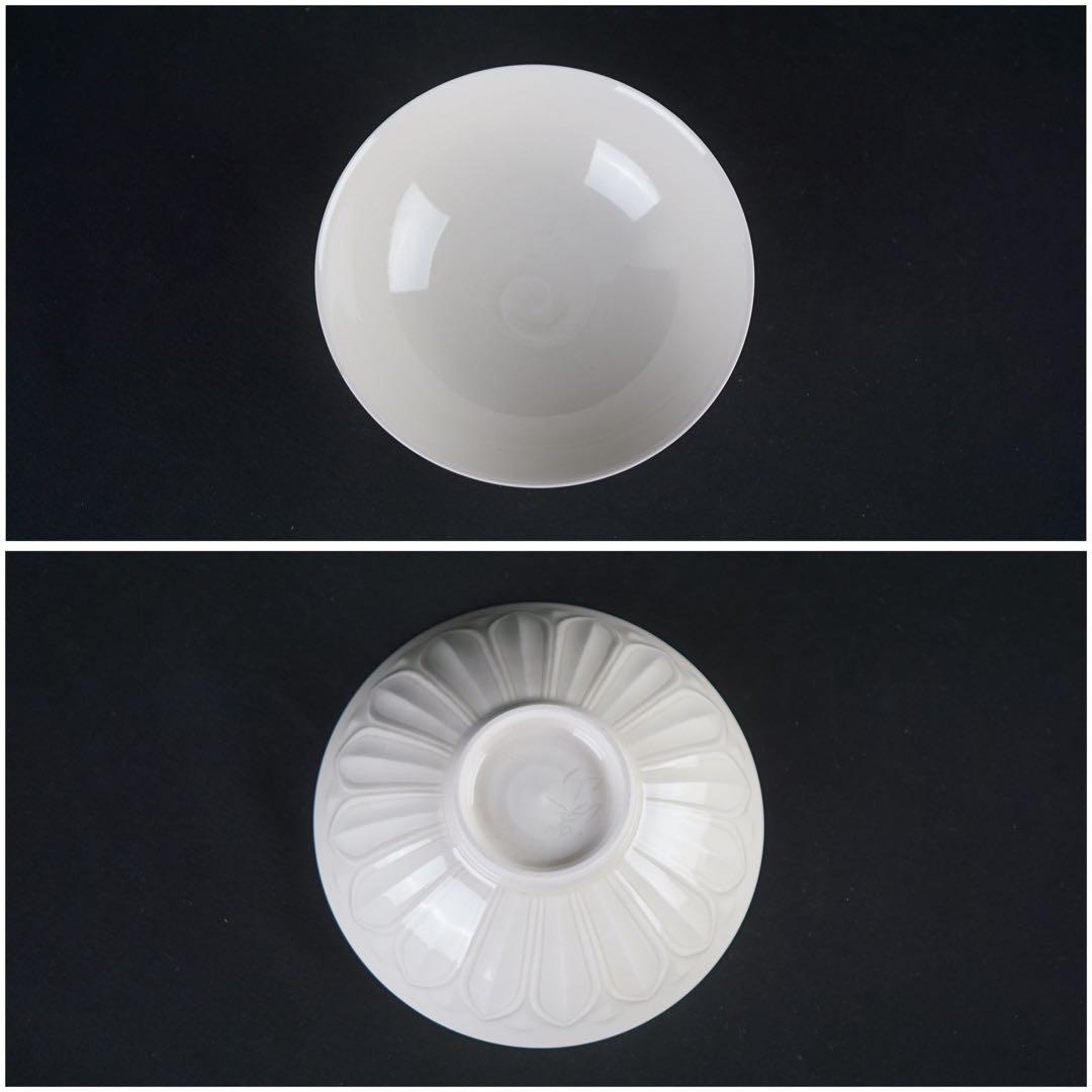 二代 加藤渓山 作 牙黄磁 しのぎ 茶碗 共箱 栞 茶道具