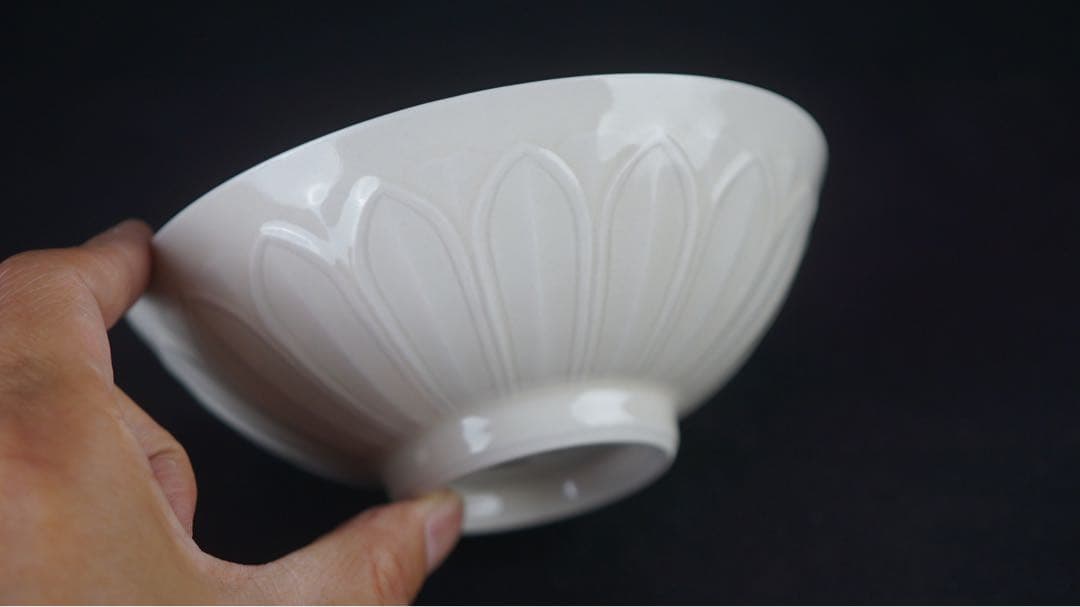 二代 加藤渓山 作 牙黄磁 しのぎ 茶碗 共箱 栞 茶道具