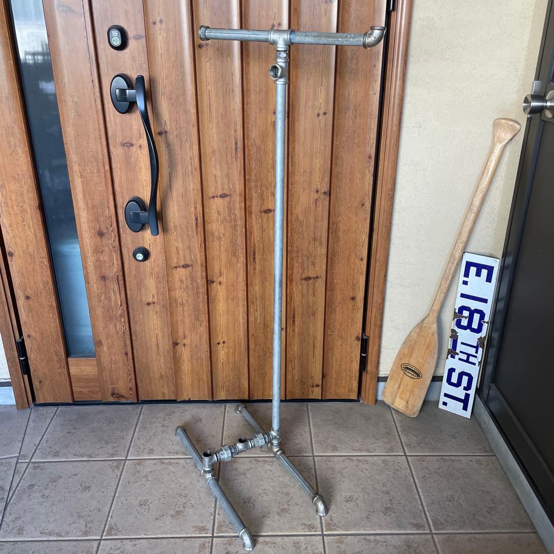 インダストリアル 鉄製 配管パイプ T字ハンガーラック 無骨 シャビー