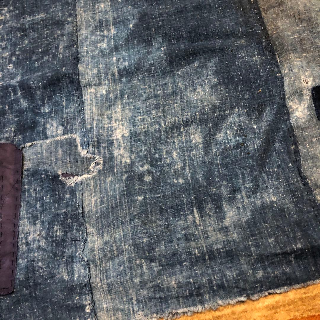 古布藍染木綿　襤褸　布団側