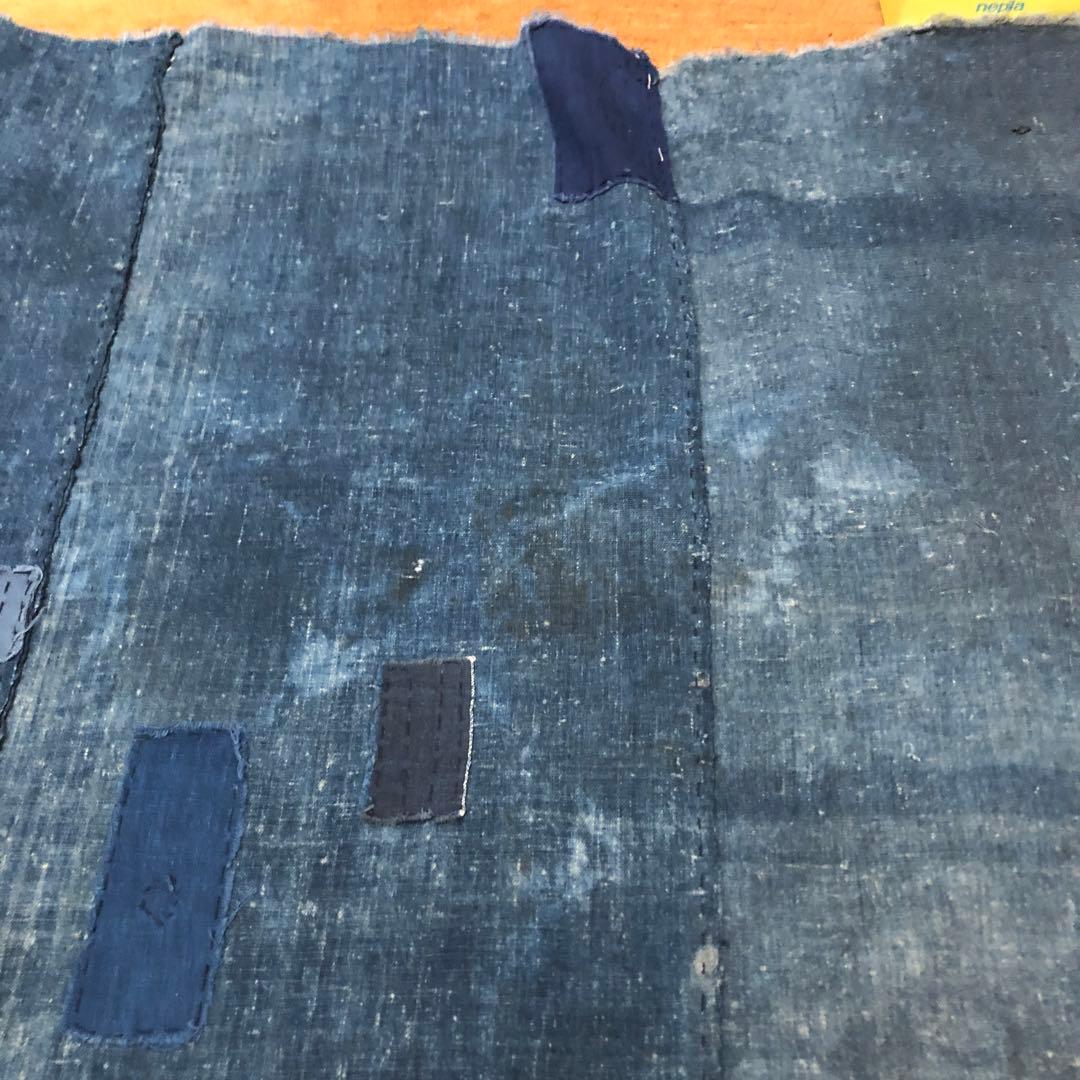 古布藍染木綿　襤褸　布団側