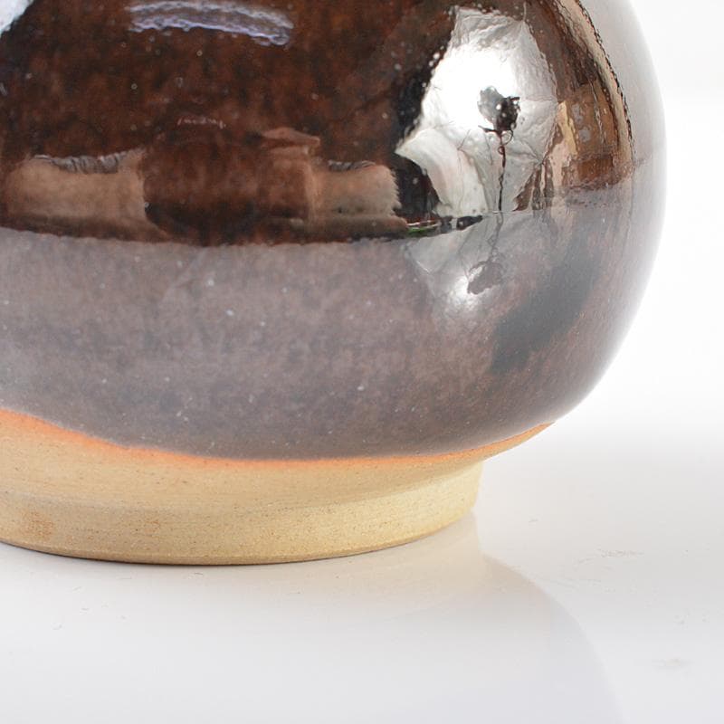 茶道具　京焼　清水焼　桶谷定一作　鶴首茶入　仕覆付　共箱　V　R6206